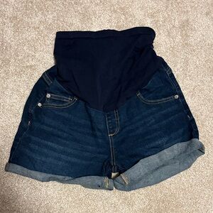 Indigo Blue Women's Dark Denim Maternity Jean Shorts
